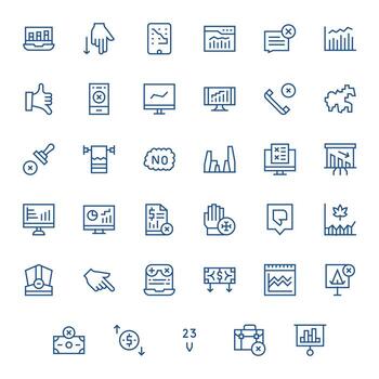 Decline Icon Library with 35 Regular Line 256x256 Pixel Optimized Designs vector