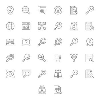 32 íconos para buscar optimizado en cuadrícula equipado 256x256 Delgado línea resolución vector