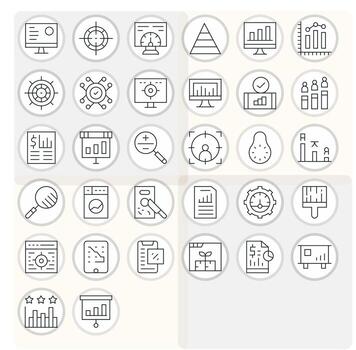 Thin Line Editable Icons from Metrics Set with 32 High Resolution Icons vector