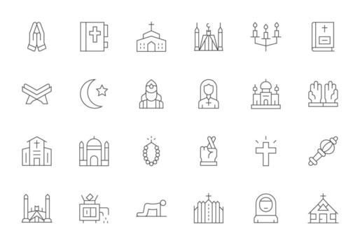 24 Icons for Prayer optimized in Display Perfect 256x256 Thin Line resolution vector