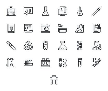 25 Regular Line Pixel Optimized Vectors for Experiment Theme