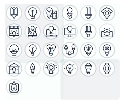25 64x64 Icons for Lightbulb in Pixel Optimized Regular Line Format vector