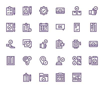 Tick Essential Set including 28 Pixel Optimized Bold Line High Resolution Icons vector