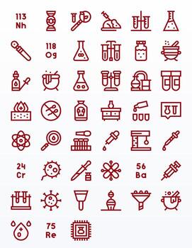 Laboratory Complete Package with 45 256x256 Bold Line Display Perfect Icons vector