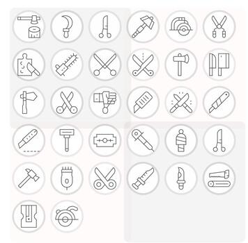 32 íconos para corte optimizado en editable 256x256 Delgado línea resolución vector