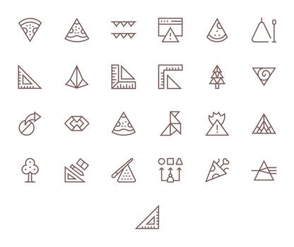 25 Regular Line Grid Fitted Icons crafted for Triangle 64x64 applications vector