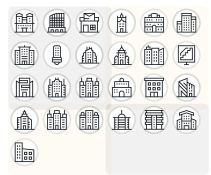 Office Building Icon Repository containing 25 Regular Line 256x256 Display Perfect graphics vector