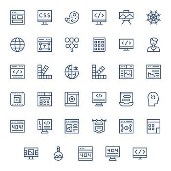 35 web diseño píxel optimizado íconos en retina Listo regular línea estético vector