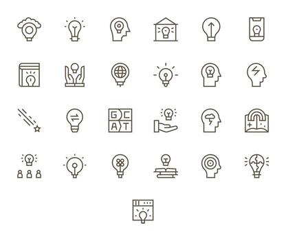 25 256x256 Regular Line Icons for Inspiration with Editable precision vector