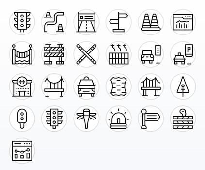 25 Regular Line Icons designed for Traffic in 256x256 Pixel Optimized format vector