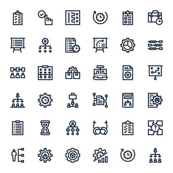 36 Retina Ready Icons for Workflow in Pixel Optimized Bold Line Format vector