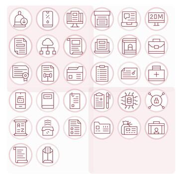 File Complete Package with 32 256x256 Thin Line PIXEL Perfect Icons vector