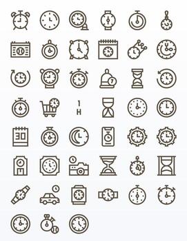 Countdown Premium Bundle with 45 High Resolution Pixel Optimized Bold Line Icons vector