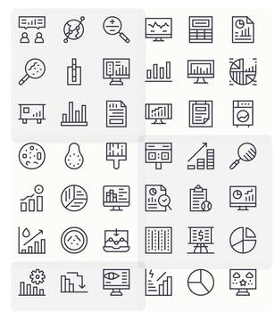 Statistics Graphics Pack including 42 Regular Line 256x256 Pixel Aligned Icons vector