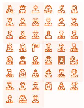 45 negrita línea píxel optimizado íconos a la medida para avatar 128x128 interfaz vector