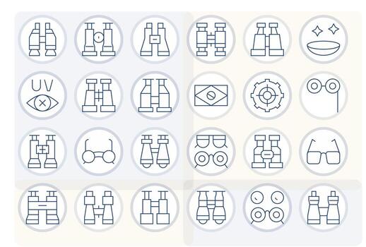 24 píxel optimizado íconos temática alrededor visión en 64 x 64 Delgado línea formato vector