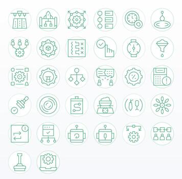 Process Icon Repository containing 32 Thin Line 256x256 Pixel Aligned graphics vector