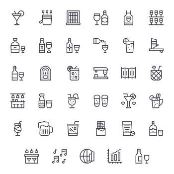 35 regular línea píxel optimizado 256x256 íconos desde bar suite vector