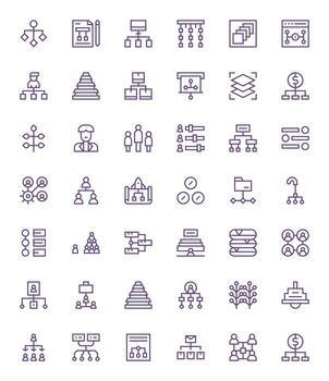 42 128x128 Regular Line Icons for Hierarchy with Editable precision vector