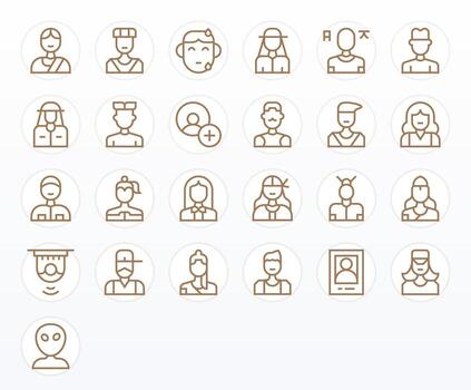 Regular Line PIXEL Perfect Icons from Person Set with 25 High Resolution Icons vector