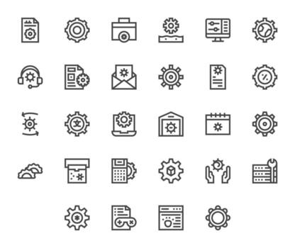 28 monitor Perfecto íconos temática alrededor configuración en retina Listo negrita línea formato vector