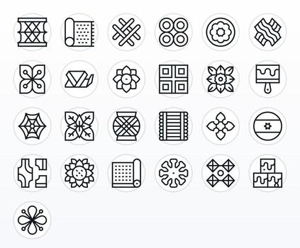 25 Grid Fitted Regular Line Icons from Texture Collection vector