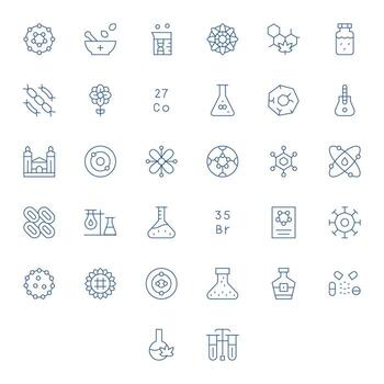 32 alto resolución íconos para compuesto en píxel alineado Delgado línea formato vector