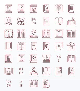 Reference High Resolution Icon Pack with 40 Thin Line Editable Elements vector
