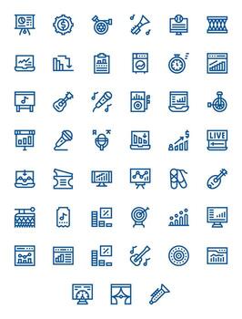 Performance Scalable Set featuring 45 Detail Enhanced Bold Line High Resolution Icons vector