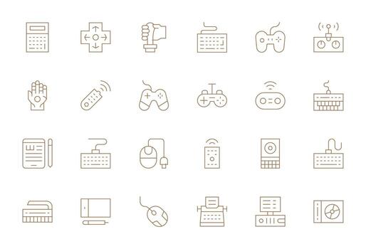 24 Thin Line Icons for Input Device in crisp Retina Ready Grid Fitted resolution vector