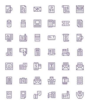 42 regular línea íconos desde recibo en 256x256 píxel optimizado calidad vector