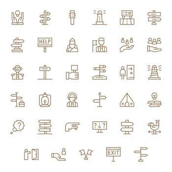 Guidance Graphics featuring 35 Regular Line Display Perfect 64x64 Designs vector