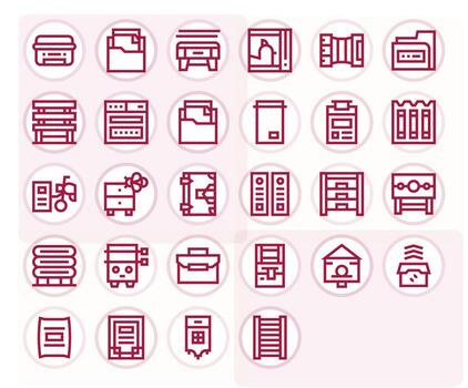 archivo gabinete visual paquete conteniendo 28 negrita línea píxel optimizado íconos vector