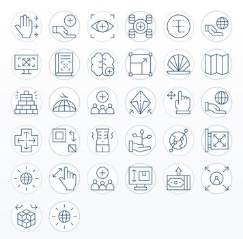 32 High Resolution Thin Line Icons optimized for Expand PIXEL Perfect display vector