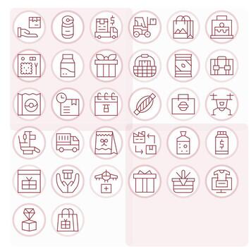 32 Thin Line Editable Icons for Package Graphics vector