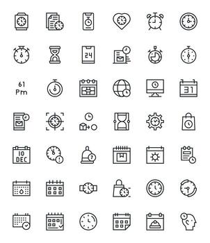 Deadline Icon Toolkit featuring 42 Pixel Optimized 256x256 Regular Line elements vector