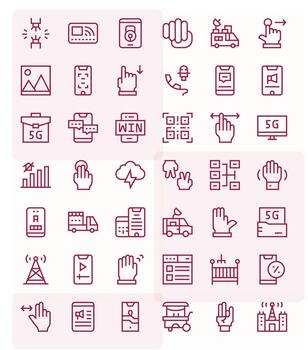 42 Icons inspired by Mobile in Pixel Optimized 64x64 Regular Line quality vector