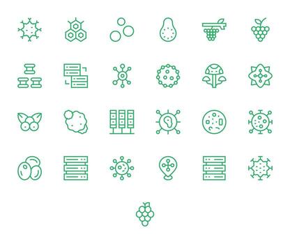 Cluster Graphics Pack including 25 Regular Line 128x128 Pixel Aligned Icons vector