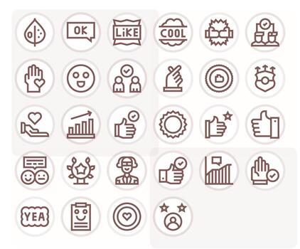 28 High Resolution Icons for Positive Feedback in Grid Fitted Bold Line Format vector