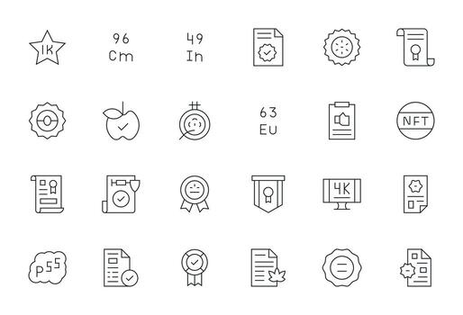 Delgado línea estilo estándar íconos con 24 alto resolución editable diseños vector