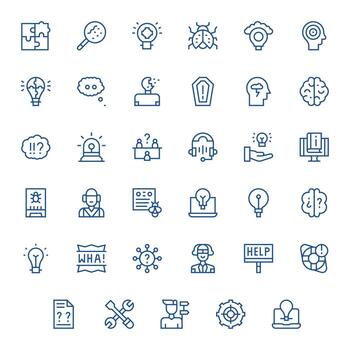 Problem Solving Digital Pack containing 35 Grid Fitted Regular Line 256x256 Icons vector