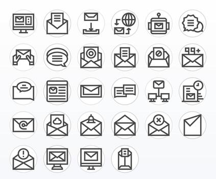 28 Bold Line Pixel Optimized Icons crafted for Inbox High Resolution applications vector