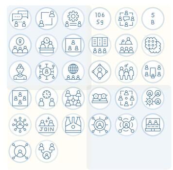 32 Grid Fitted High Resolution Icons for Group in elegant Thin Line design vector