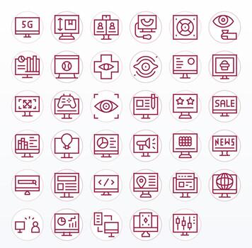 35 regular línea píxel optimizado íconos a la medida para monitor alto resolución interfaz vector