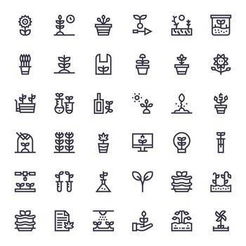 36 Icons for Seedling featuring 128x128 Pixel Optimized Bold Line Graphics vector