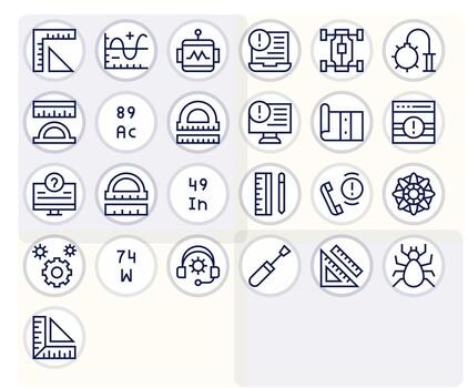 Technical including 25 High Resolution Regular Line Illustrations vector