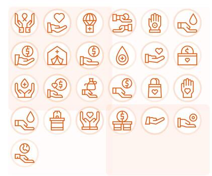 25 256x256 Pixel Aligned Icons for Donation in Regular Line Theme vector