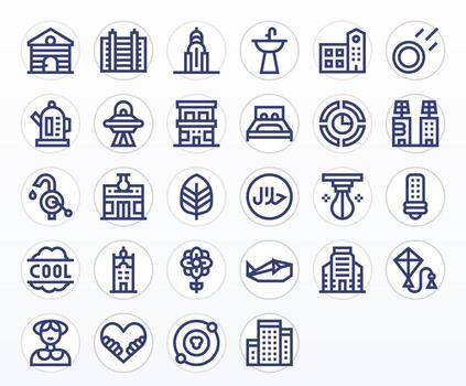 28 128x128 Icons for Modern in Pixel Aligned Bold Line Format vector