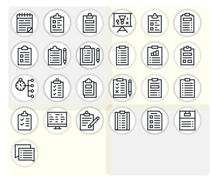 25 Regular Line Icons from Task List in High Resolution Detail Enhanced Quality vector