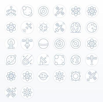 32 íconos para orbita optimizado en píxel alineado alto resolución Delgado línea resolución vector